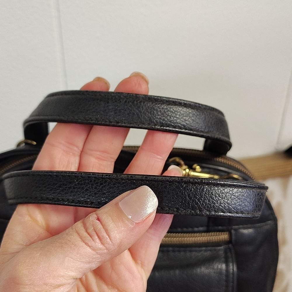 Valerie Stevens Crossbody Satchel Bag Black Zip Around Detachable Strap Vintage - Picture 4 of 12